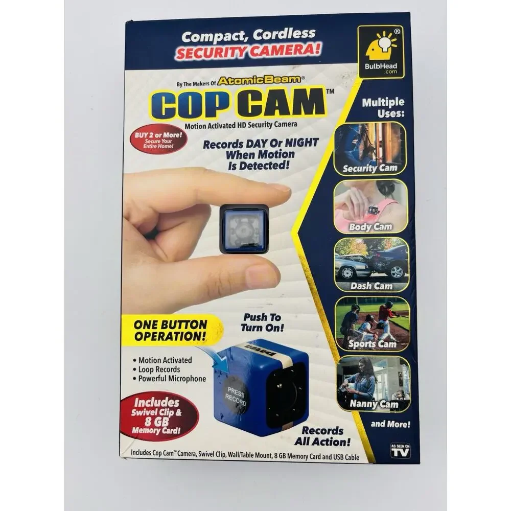 New Atomic Beam Cop Cam Portable Motion Activated HD 720p Surveillance Camera